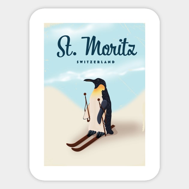 St. Moritz Switzerland ski Sticker by nickemporium1